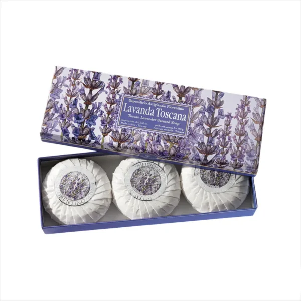 Saponificio Artigianale Fiorentino 【立體雕刻手工皂系列】100% 有機薰衣草植物手工皂 (3*100g) (Lavanda Toscana)